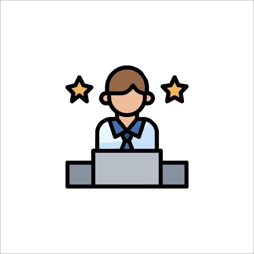 A man sitting at a desk with three stars on it vector