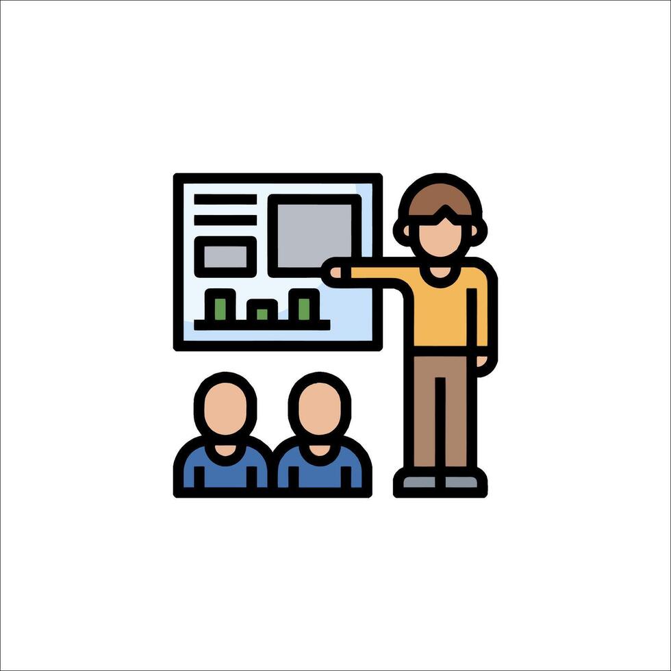 A man is giving a presentation to a group of people vector