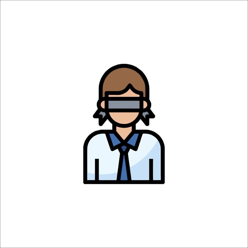 A man wearing a blindfold on his face vector
