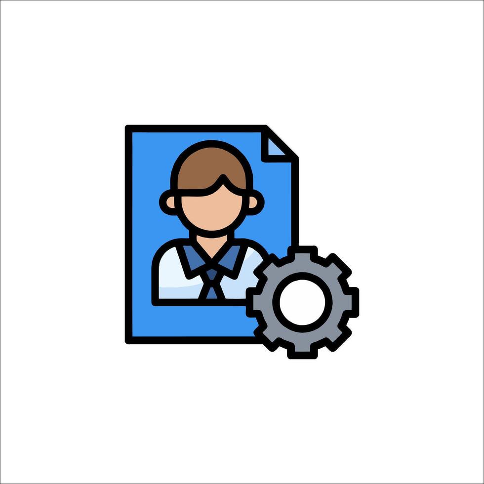 A person with a gear wheel and a file icon vector