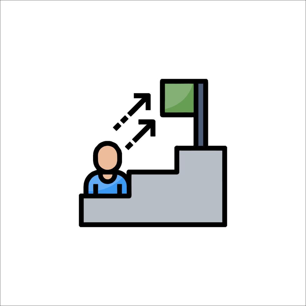 A man is sitting on a chair with a green arrow pointing up vector