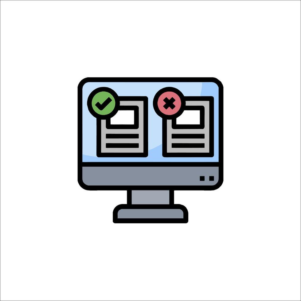 un computadora monitor con dos cheque marcas en eso vector