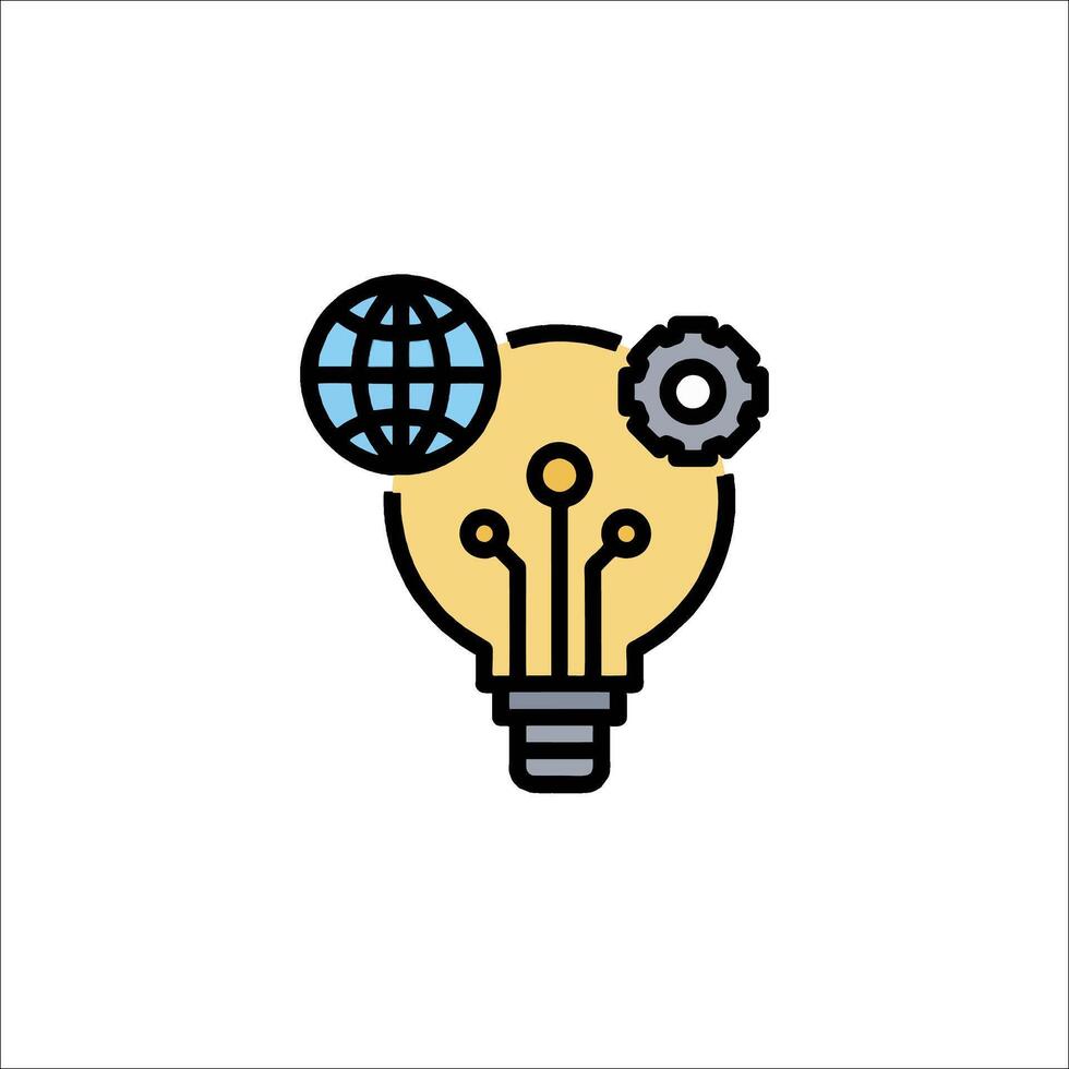 Light bulb with gears and globe icon vector