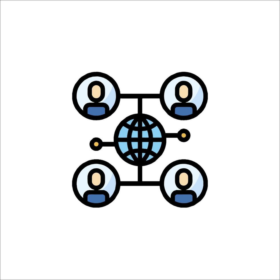 People connected to a globe icon vector