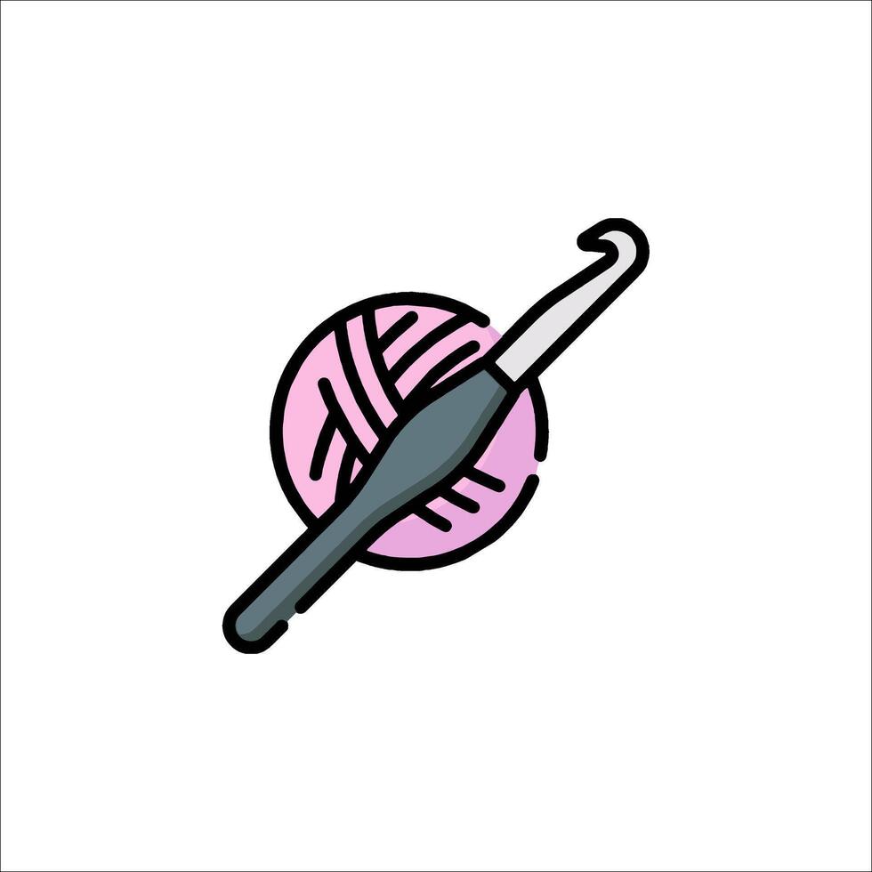 A knitting needle and ball of yarn vector