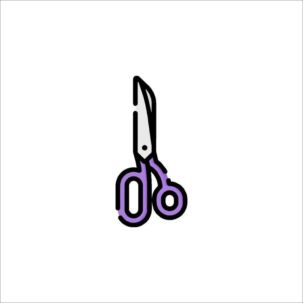 A purple and black pair of scissors on a white background vector