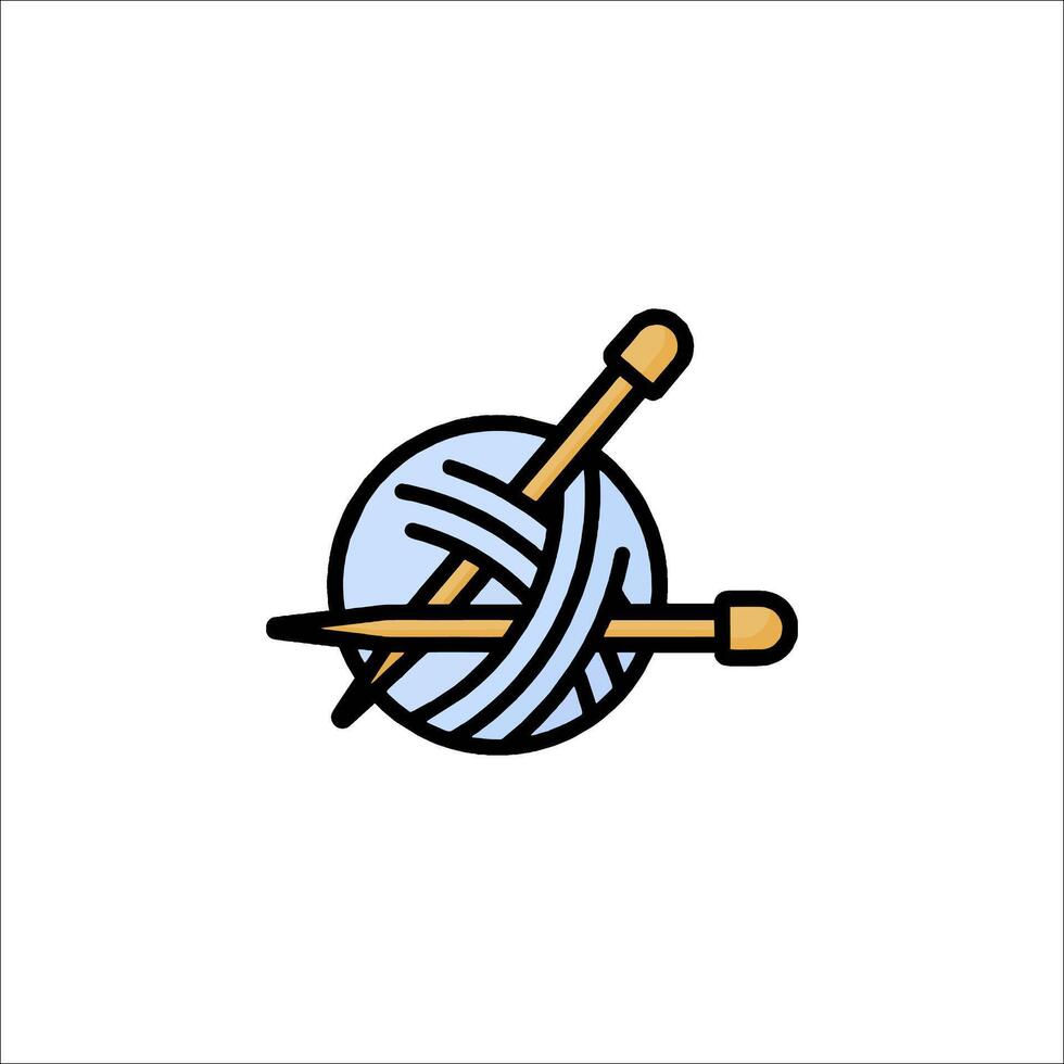A ball of yarn and knitting needles icon vector