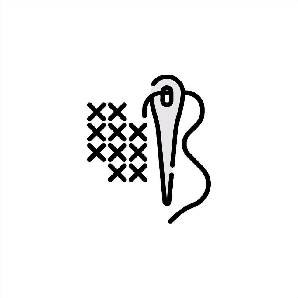 A black and white icon of a woman holding a needle vector