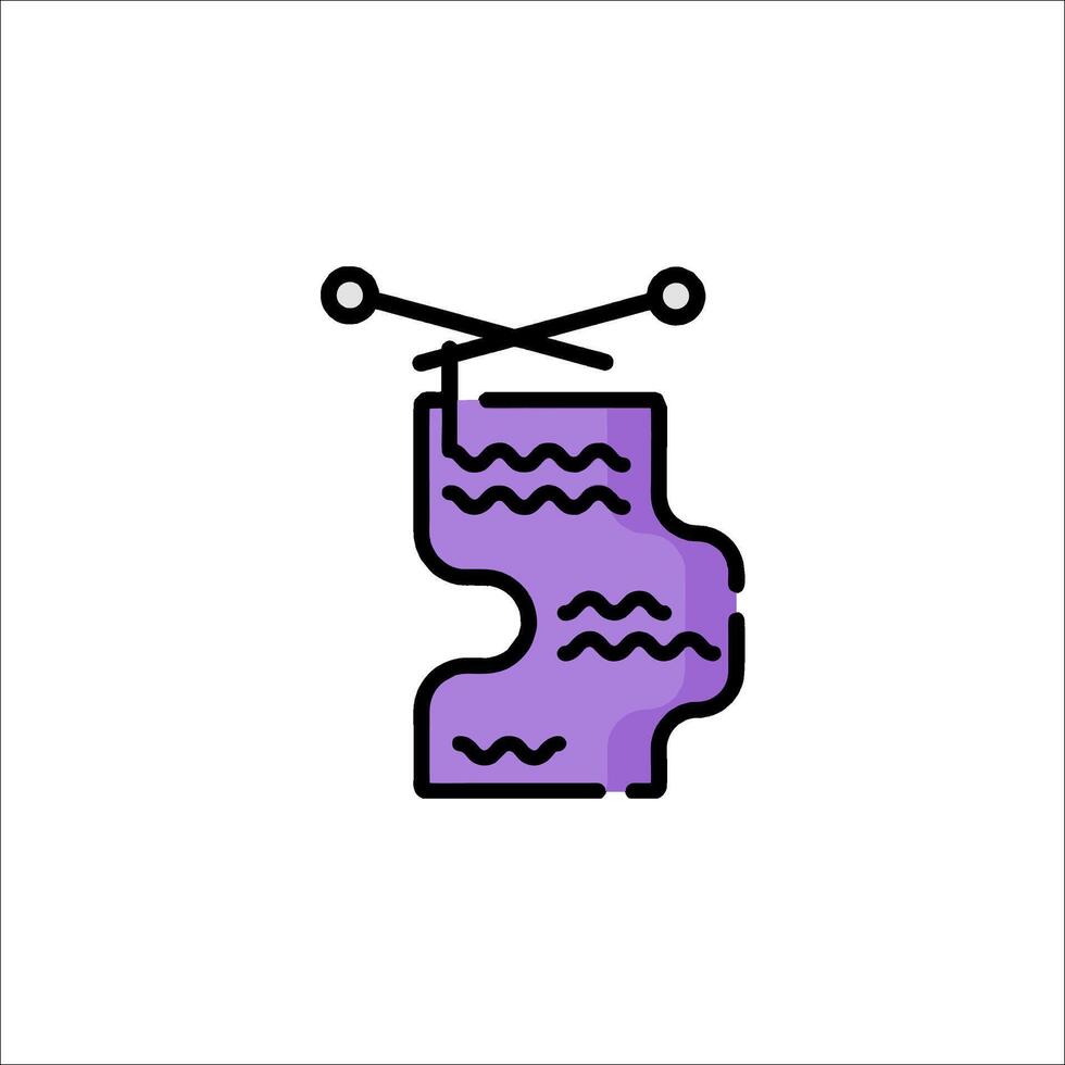 A purple and black icon of a knitting needle vector