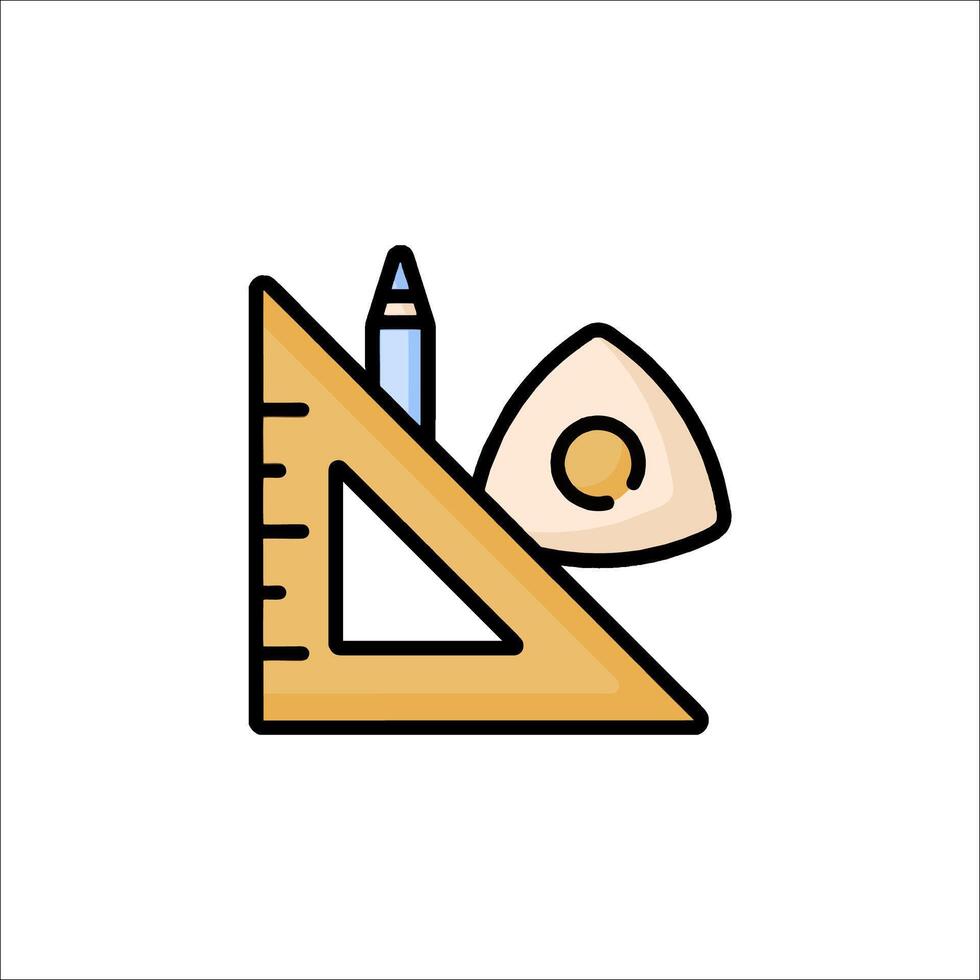 A drawing of a ruler and pencil on a white background vector