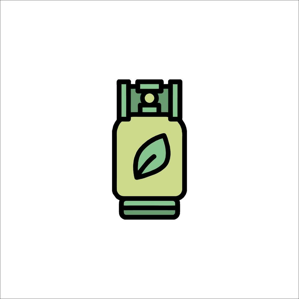 A green and white gas can with a leaf on it vector