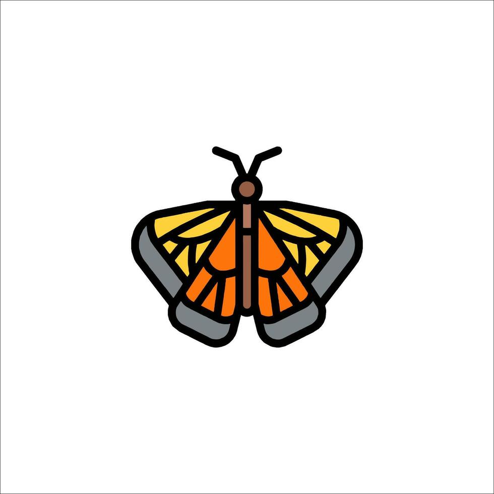 A butterfly icon with orange and black wings vector