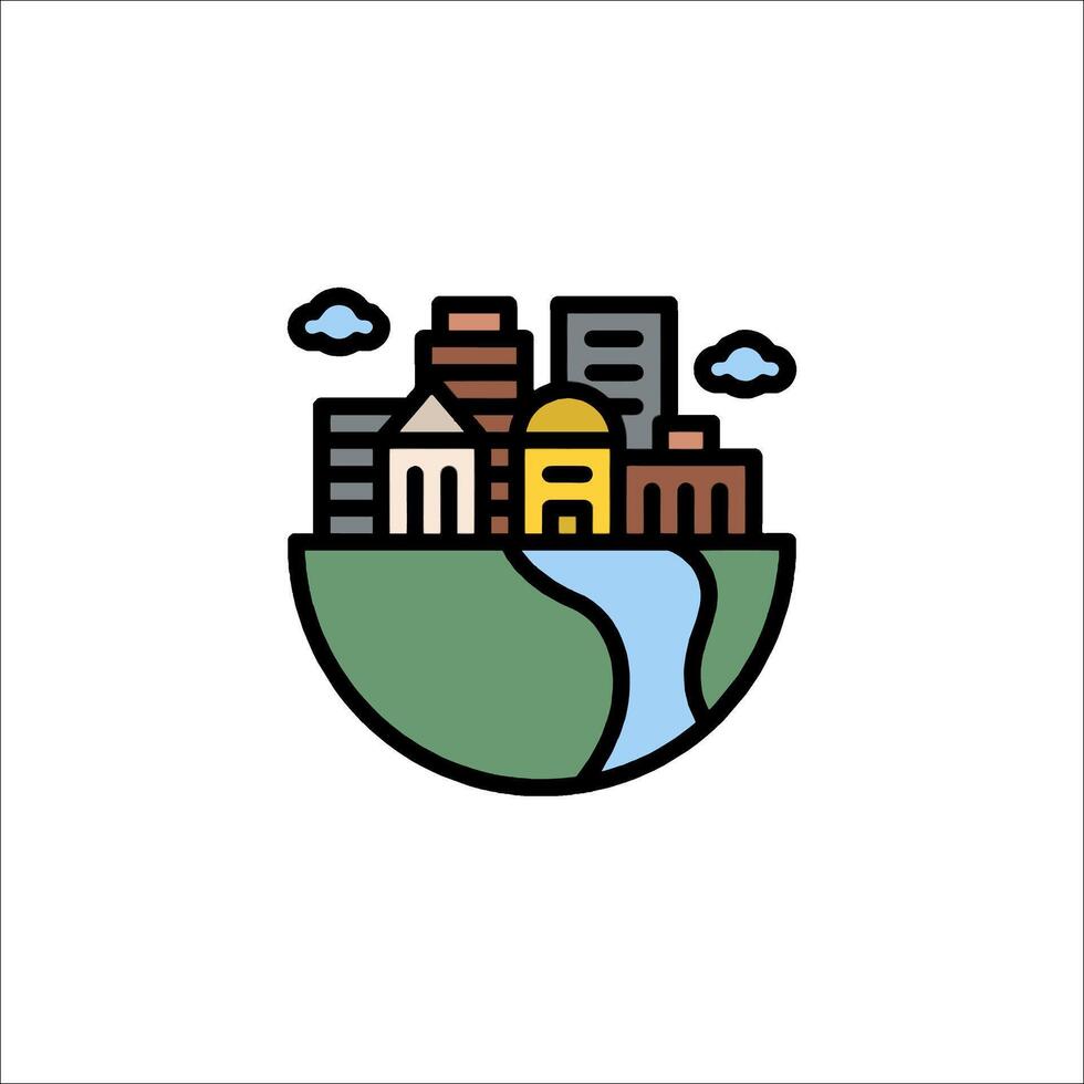 City on a hill icon vector