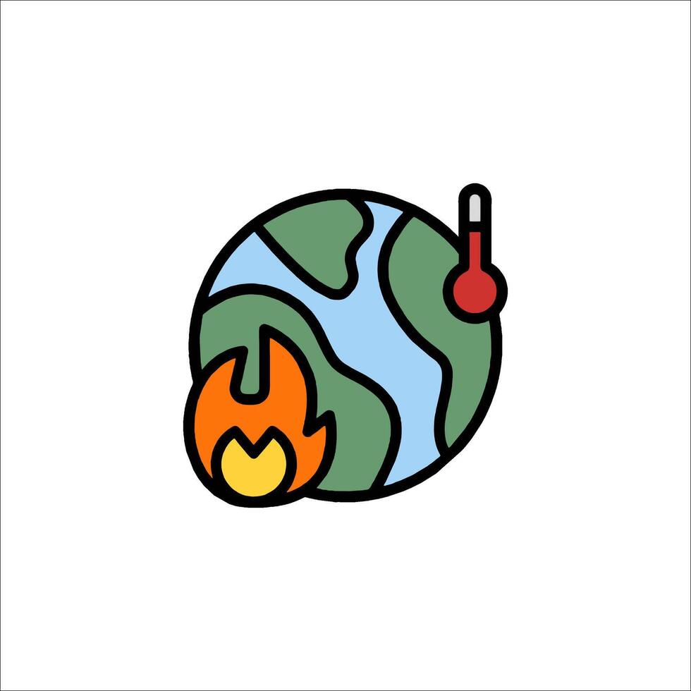 Earth and fire icon with thermometer vector