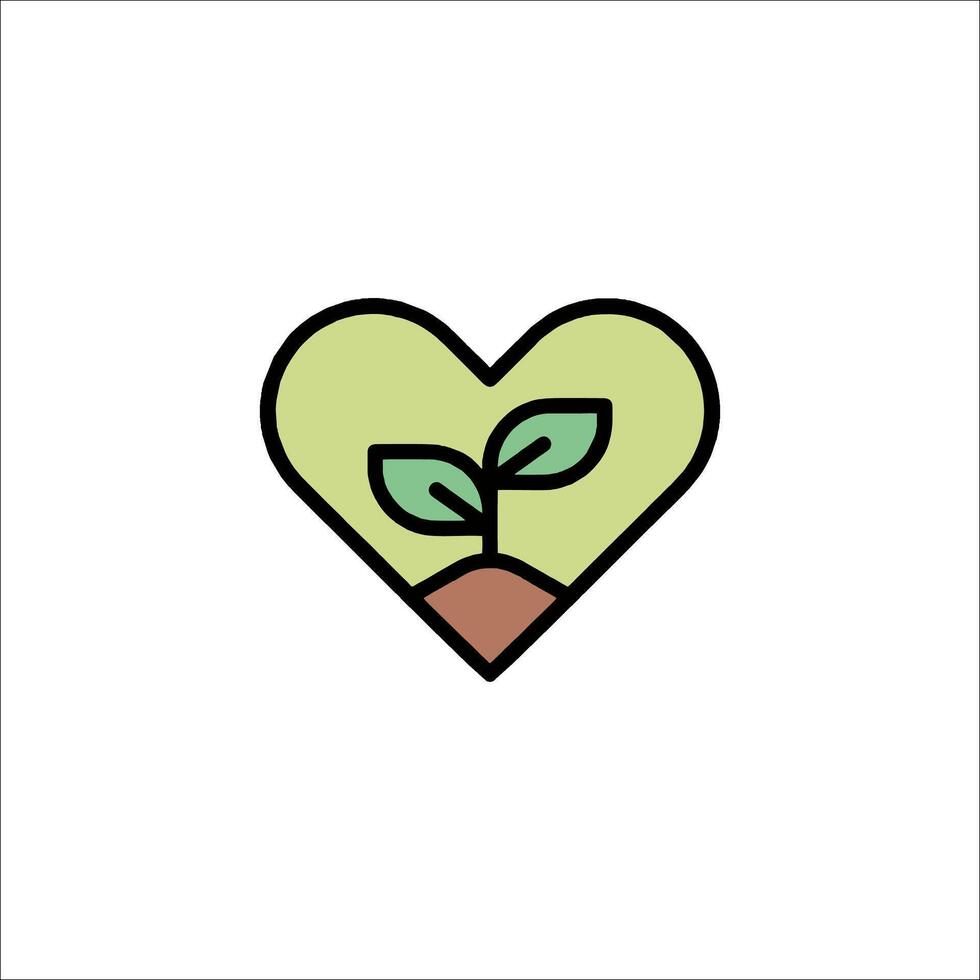 A heart shaped plant with a green leaf in it vector