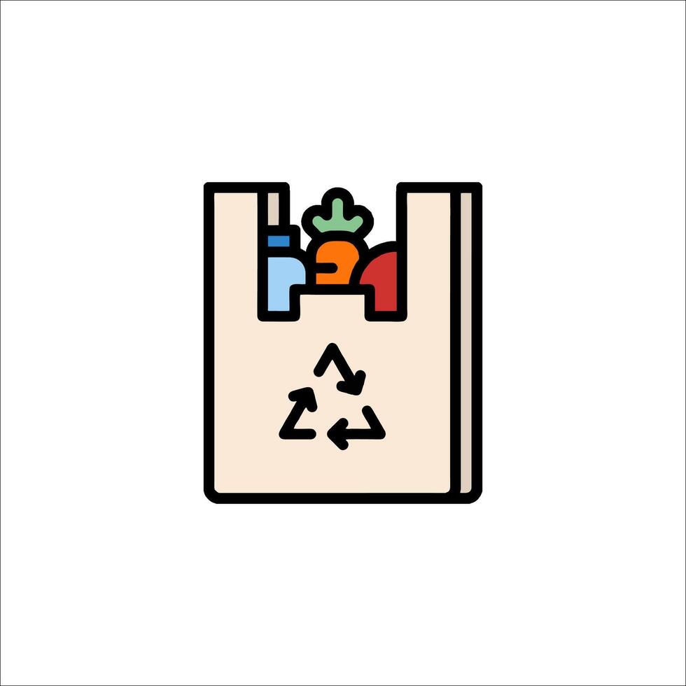 A paper bag with a recycling symbol inside vector