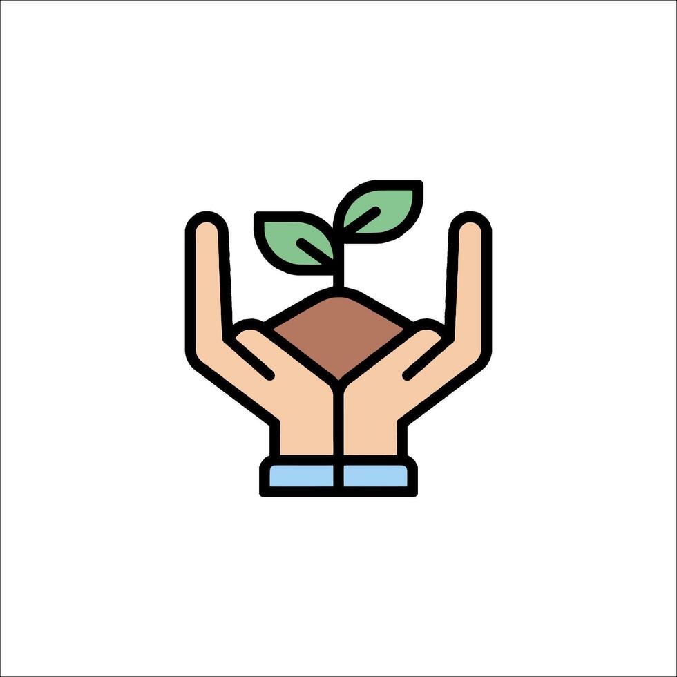 Hands holding a plant with a seedling in them vector