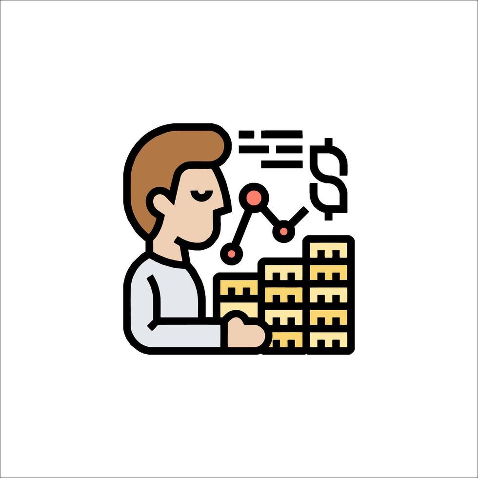 A man is holding stacks of money and a dollar sign vector
