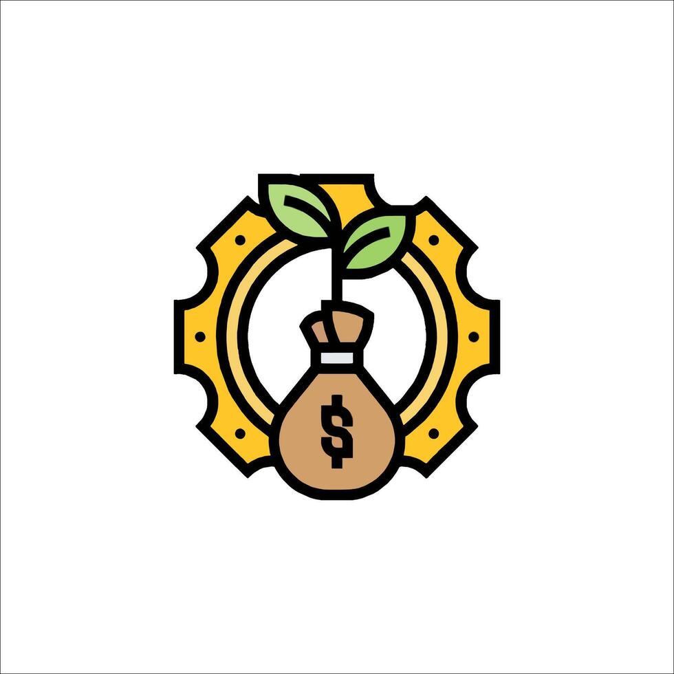 Money bag with plant icon illustration vector