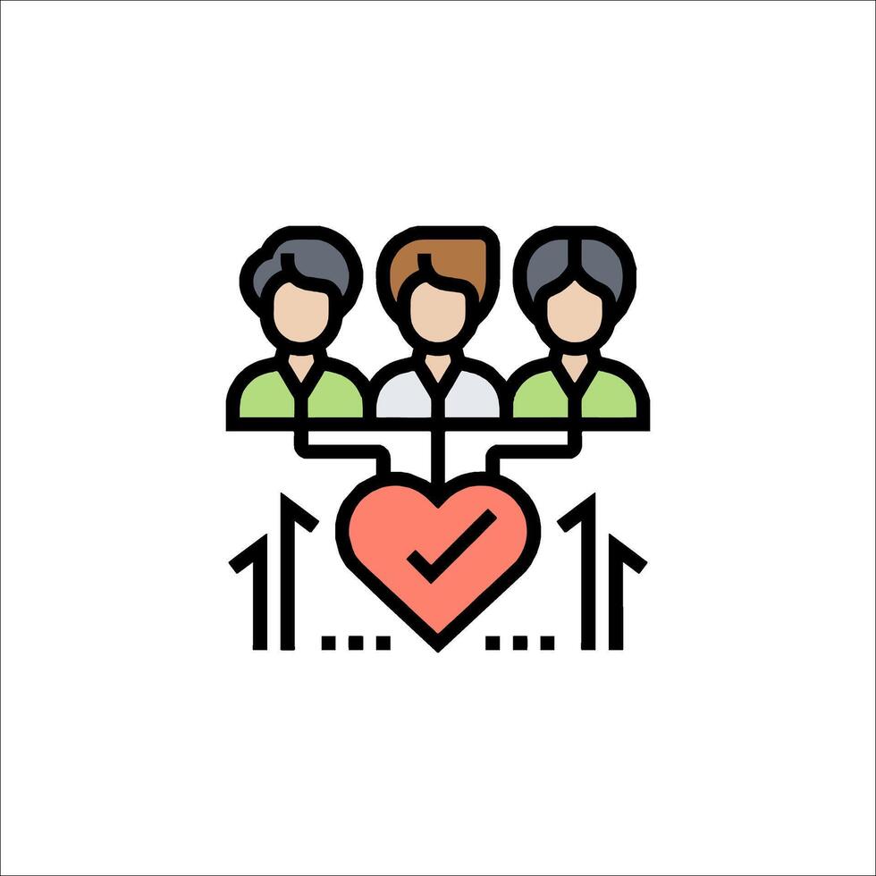 People with heart icon illustration vector