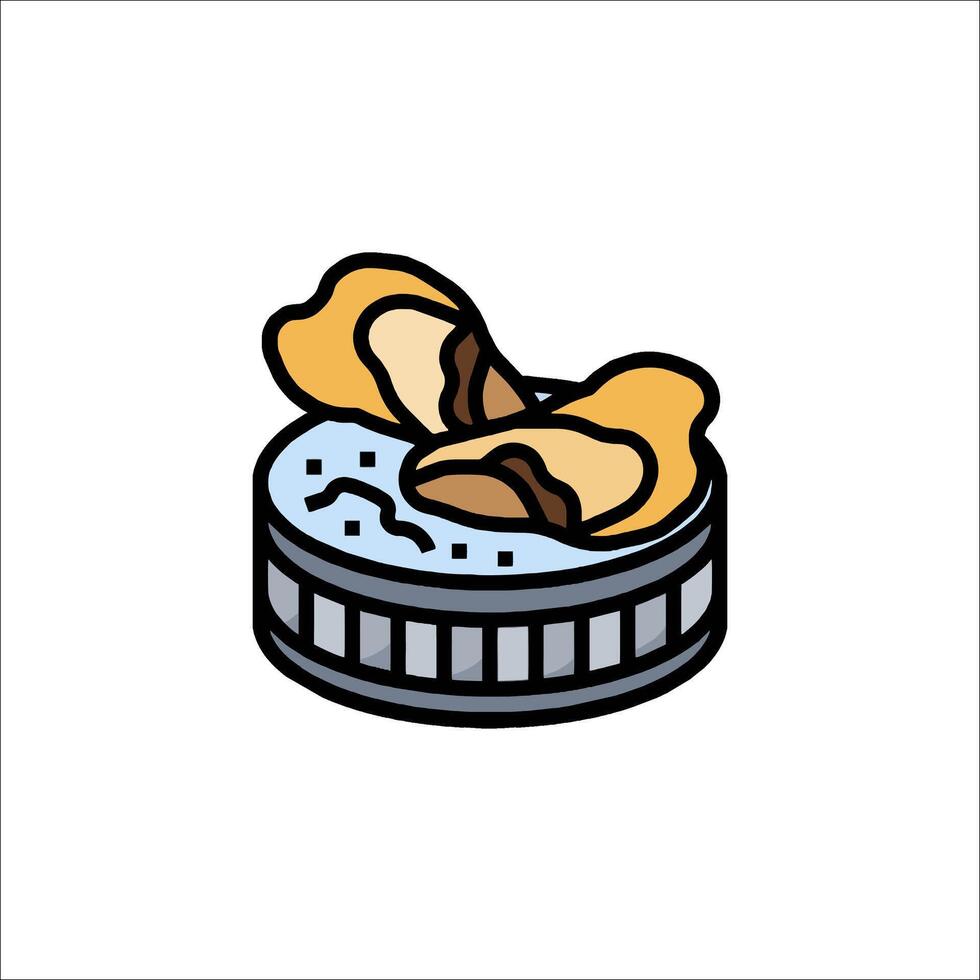 A cartoon of a box with a piece of chicken inside vector