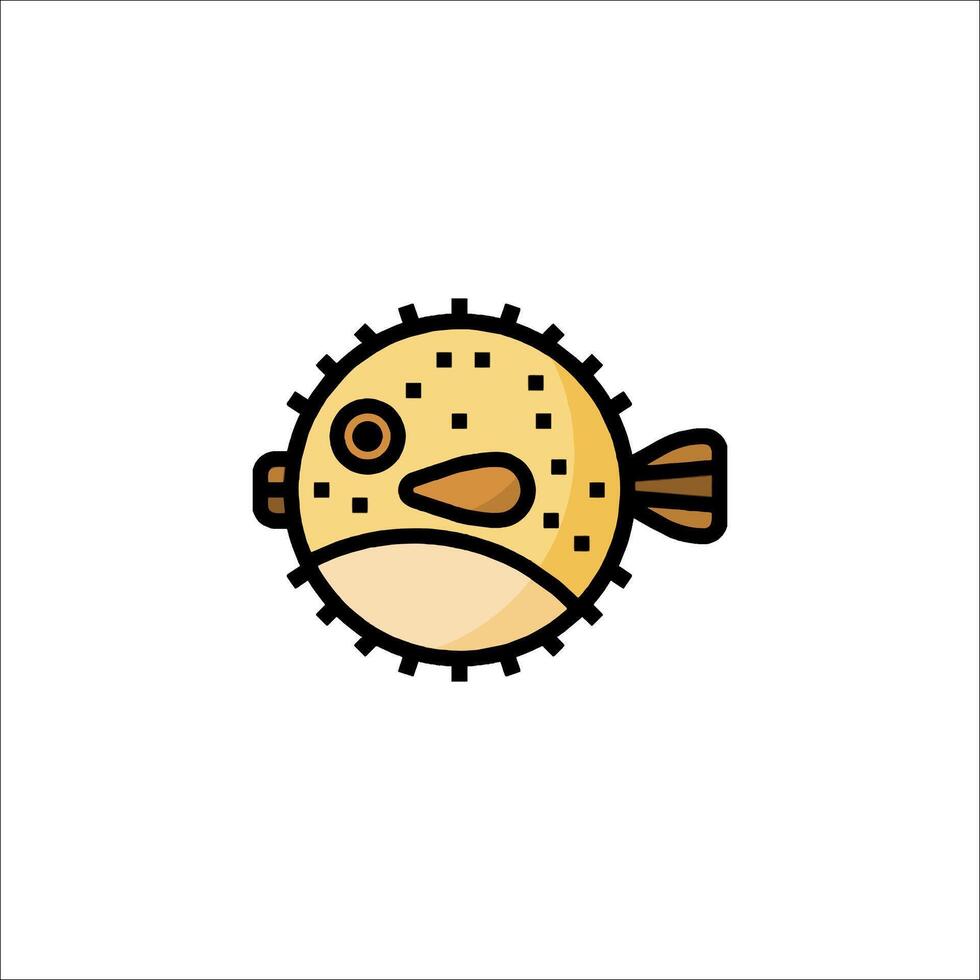A puffer fish icon on a white background vector