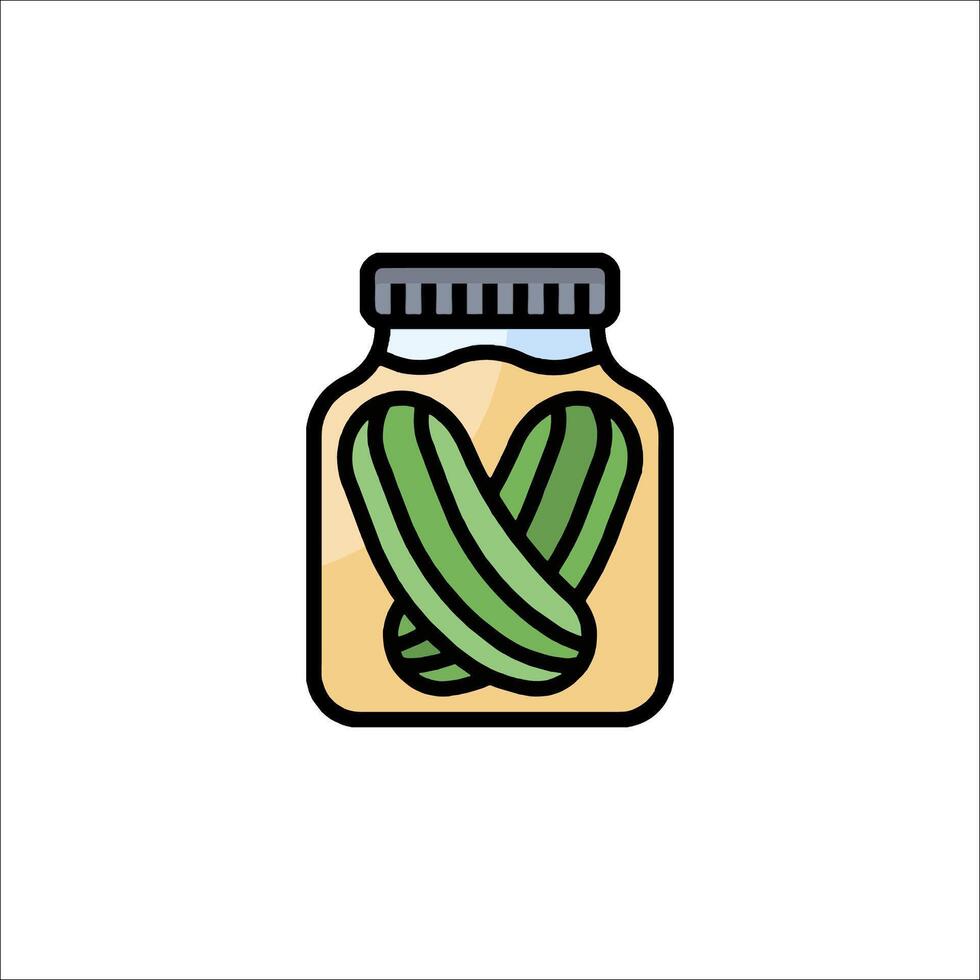 A jar of pickles with a green leaf on top vector