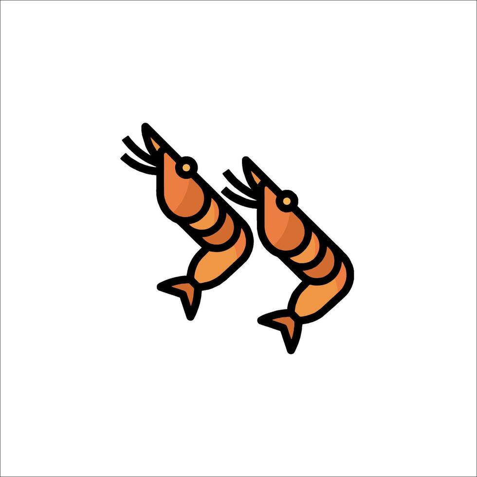Two shrimp icons on a white background vector