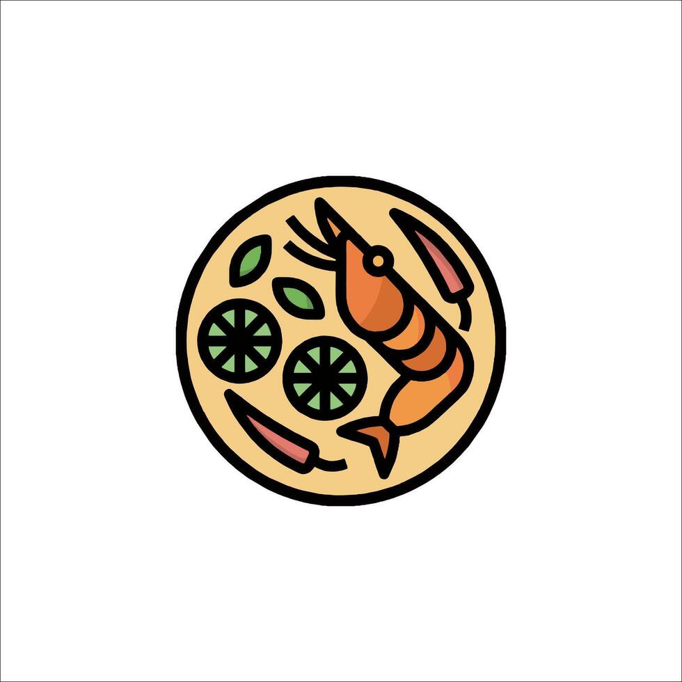 A pizza with shrimp and vegetables on it vector