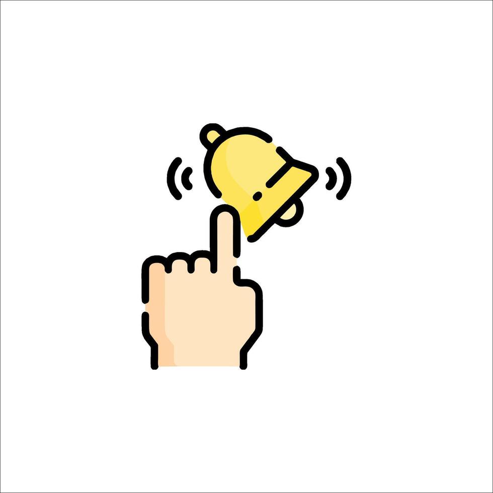 A hand pressing a bell icon on a white background vector