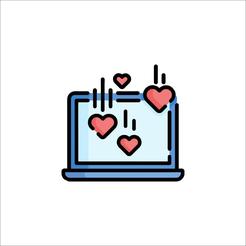 A laptop with hearts on it vector