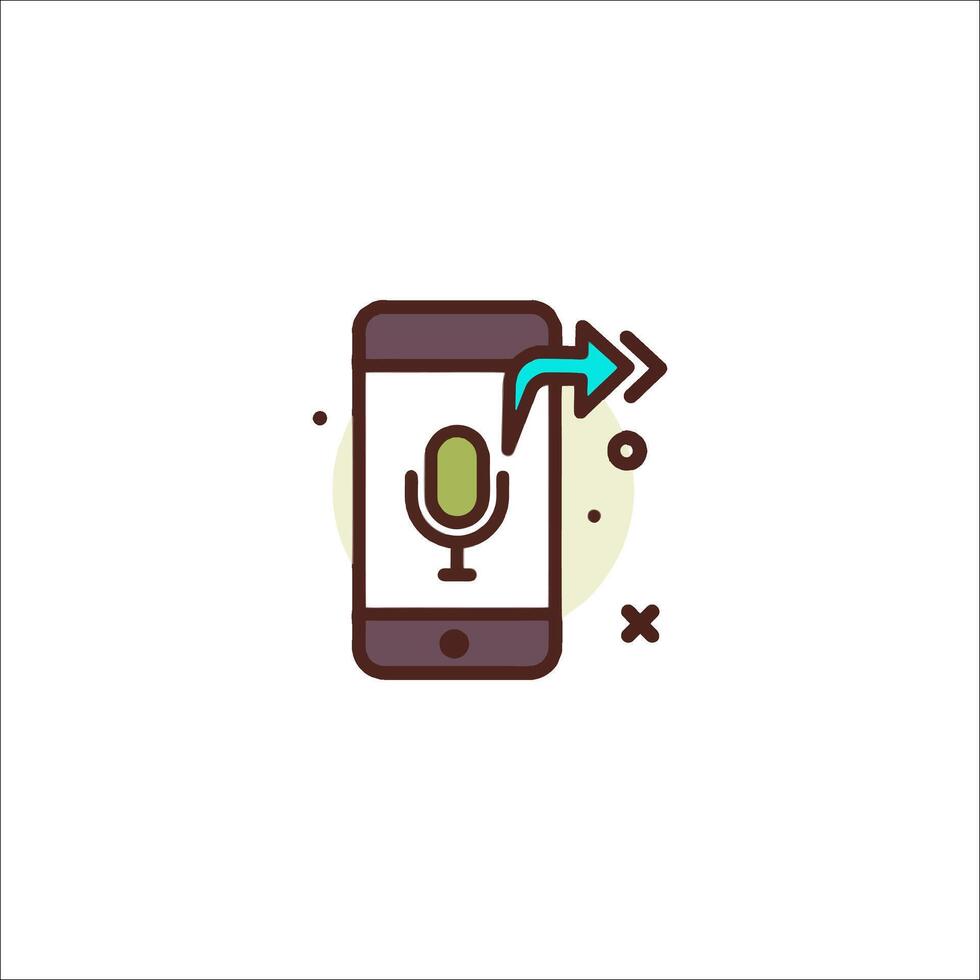 A smartphone with a microphone and arrow pointing to it vector