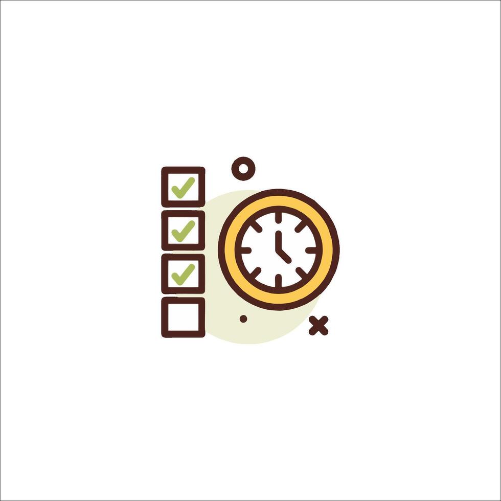 A clock and check list icon on a white background vector