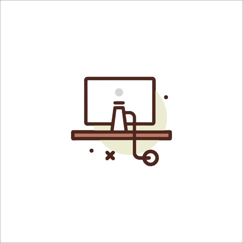 A computer monitor with a mouse and keyboard icon vector