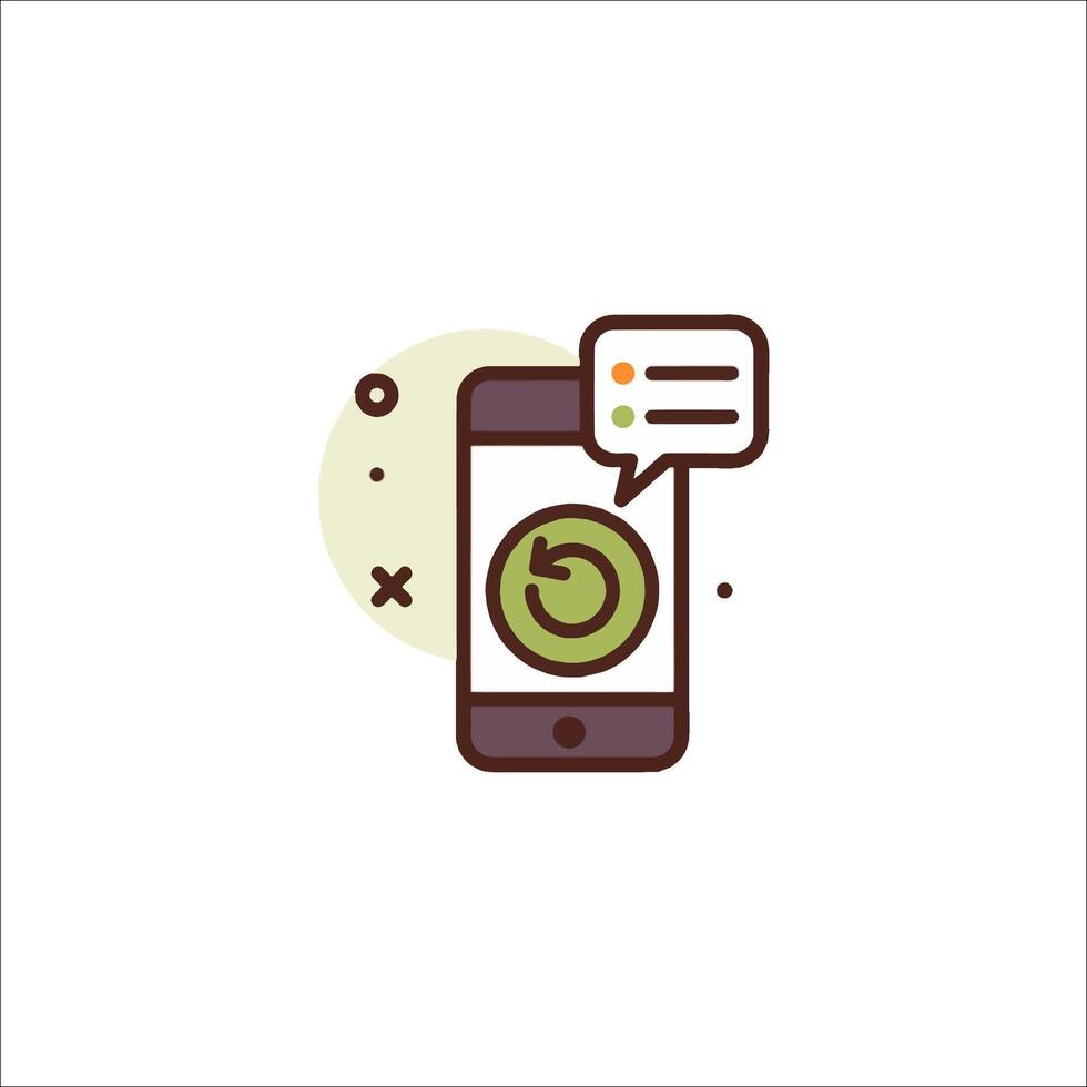 A phone with a speech bubble and a clock icon vector