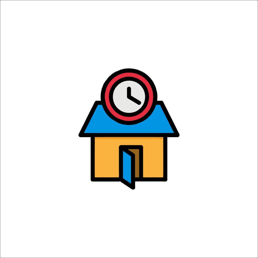 A house with a clock on top of it vector