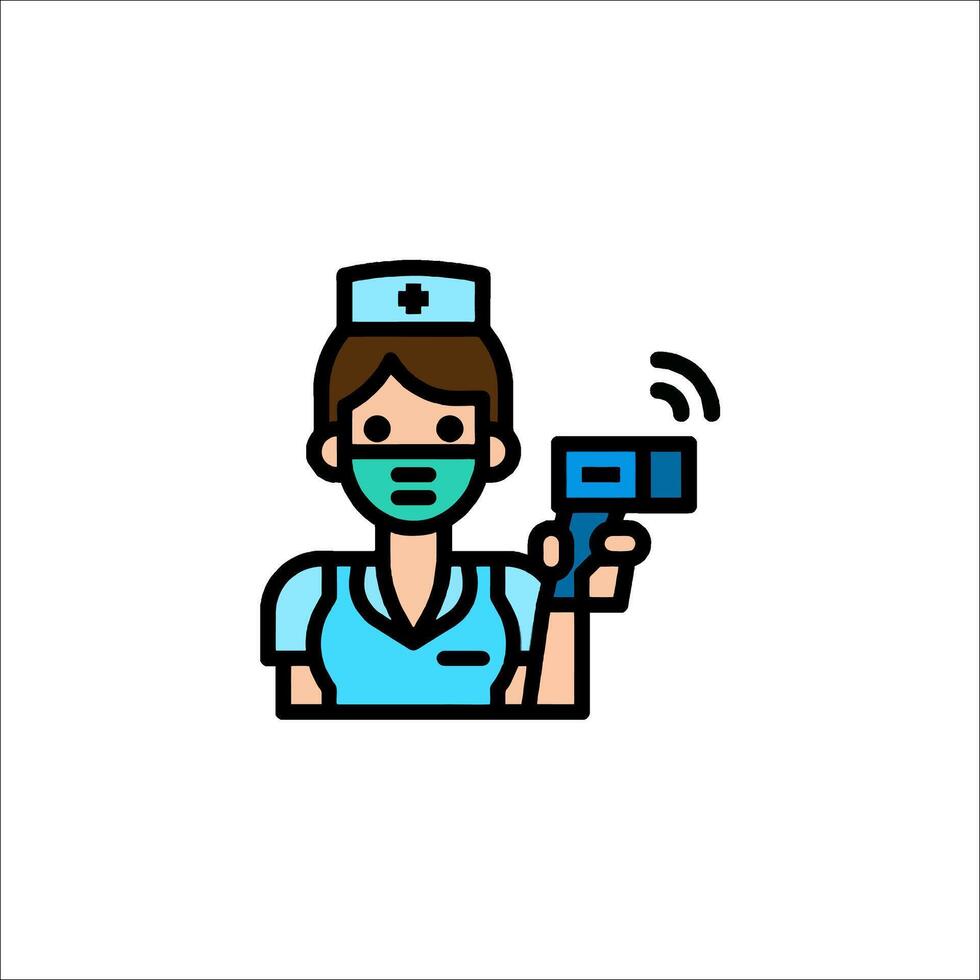 Nurse with thermometer icon vector