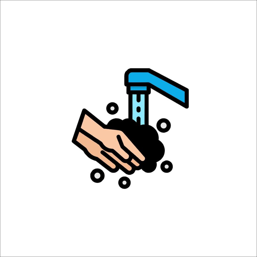 A hand washing water from a tap icon vector