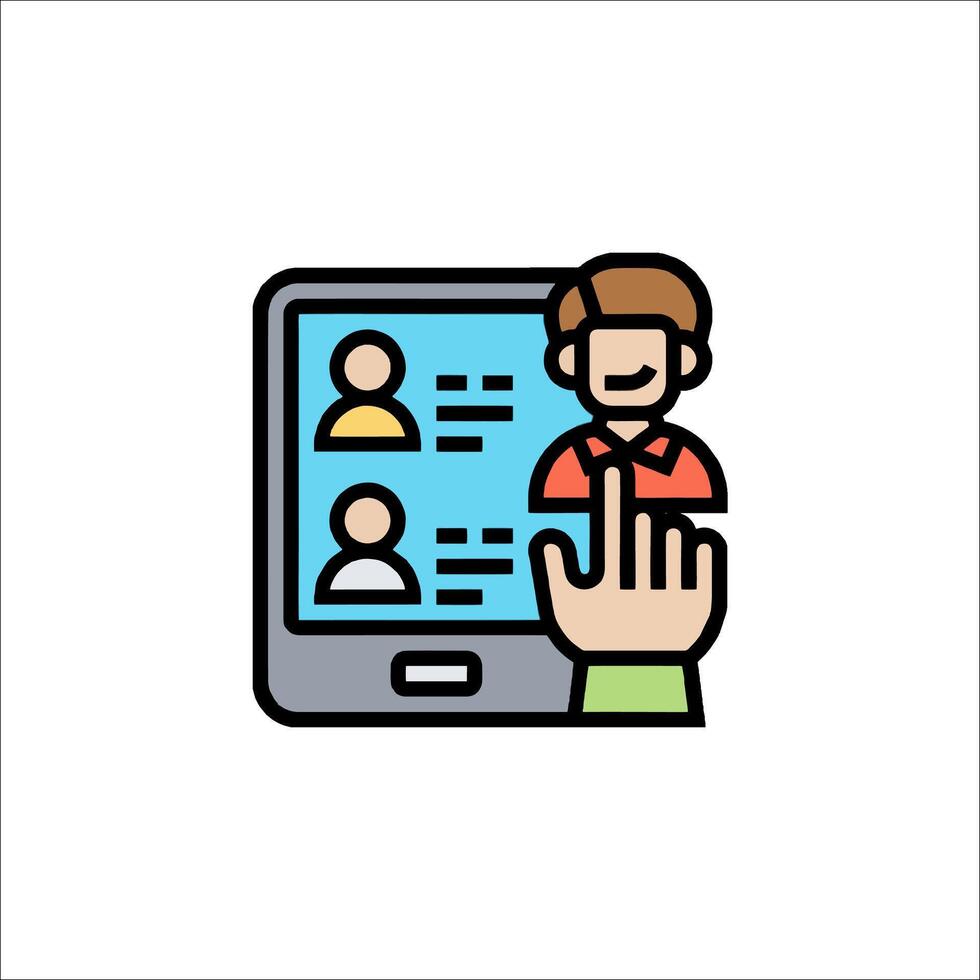 A person is using a phone to make a call vector