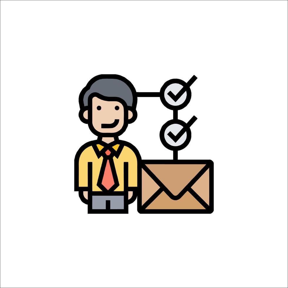 A man holding an envelope and a check mark vector