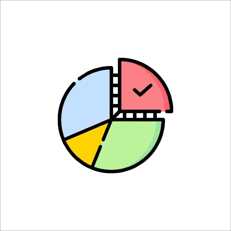 A pie chart with a check mark on it vector