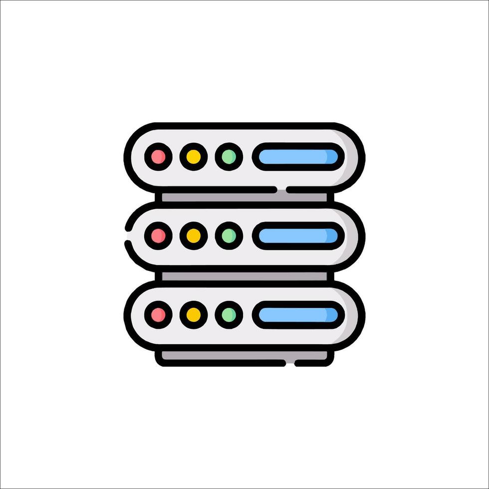 A server icon with four different colored lights vector