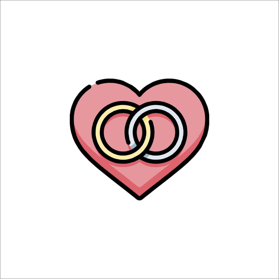 Two rings in a heart icon vector