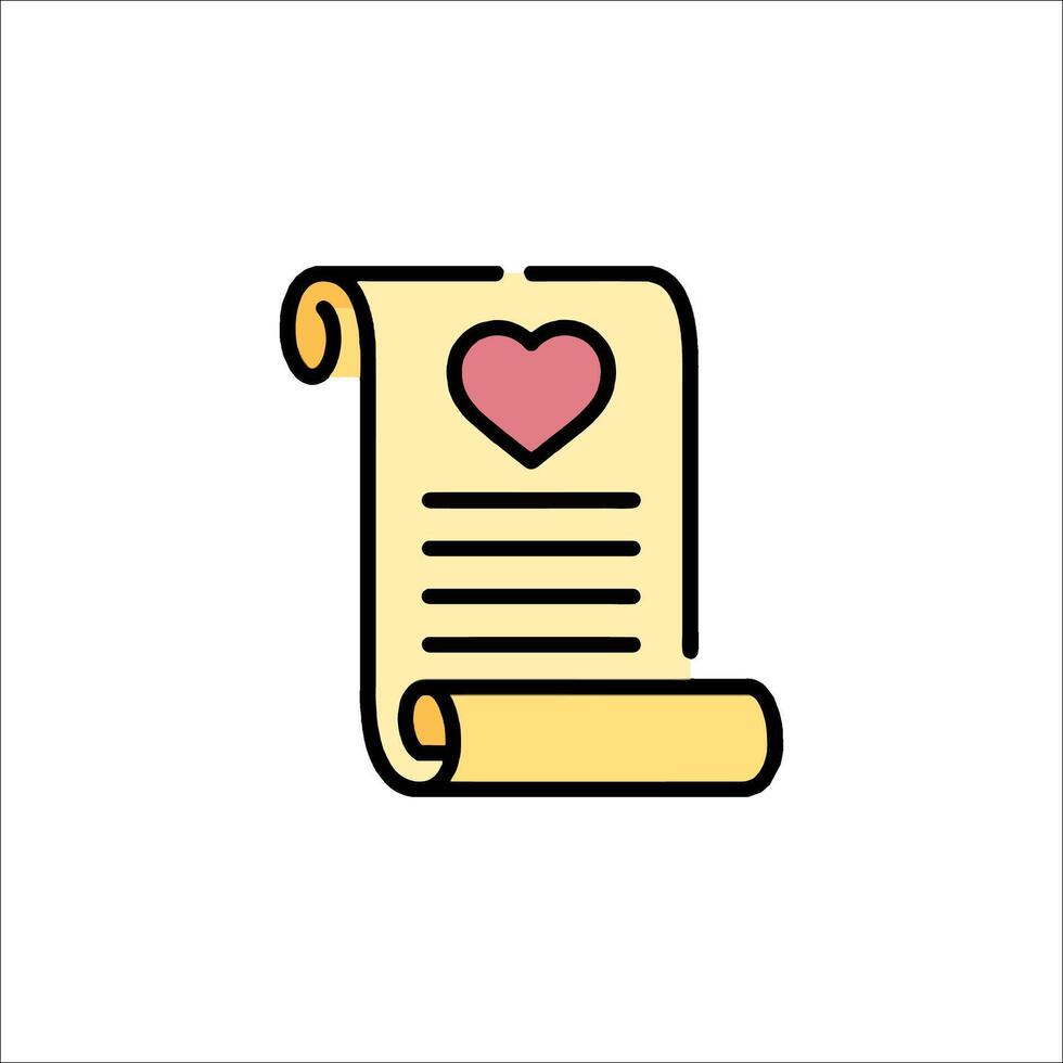 A scroll with a heart on it vector