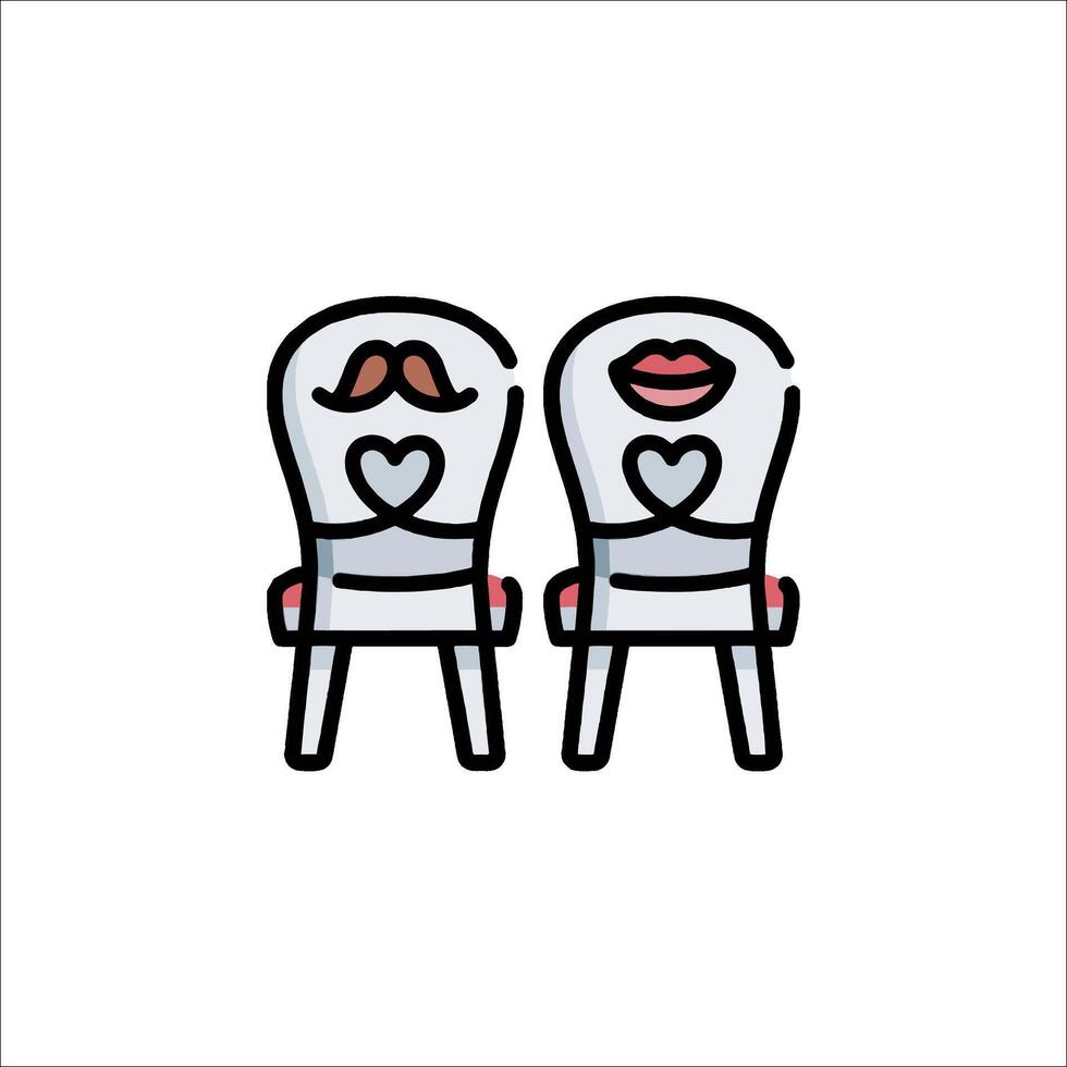 Two chairs with hearts on them vector