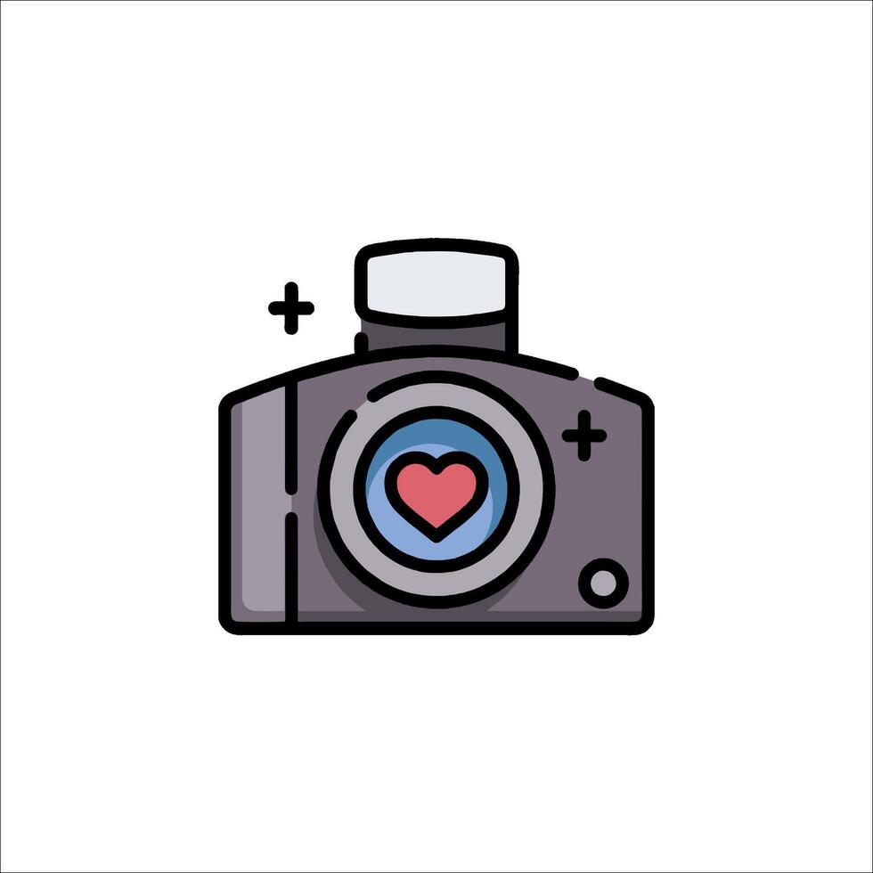 A camera with a heart icon vector