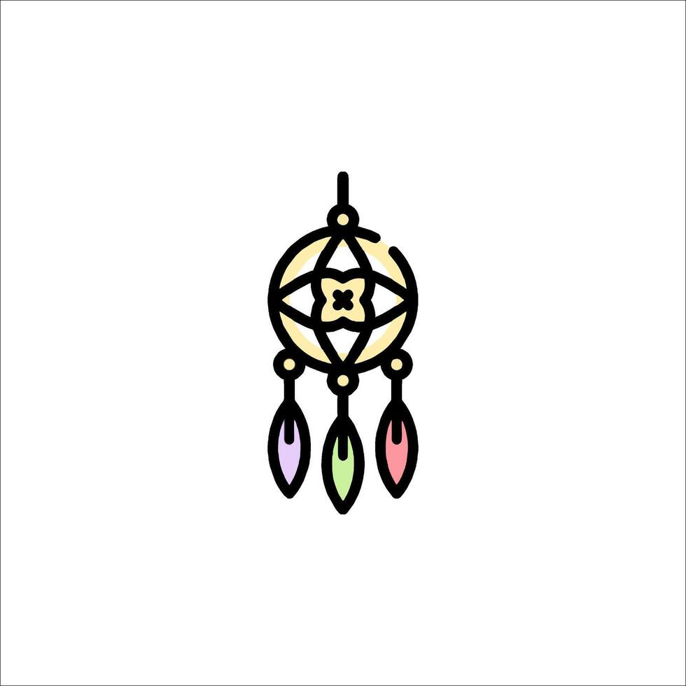 A dream catcher with colorful feathers on it vector