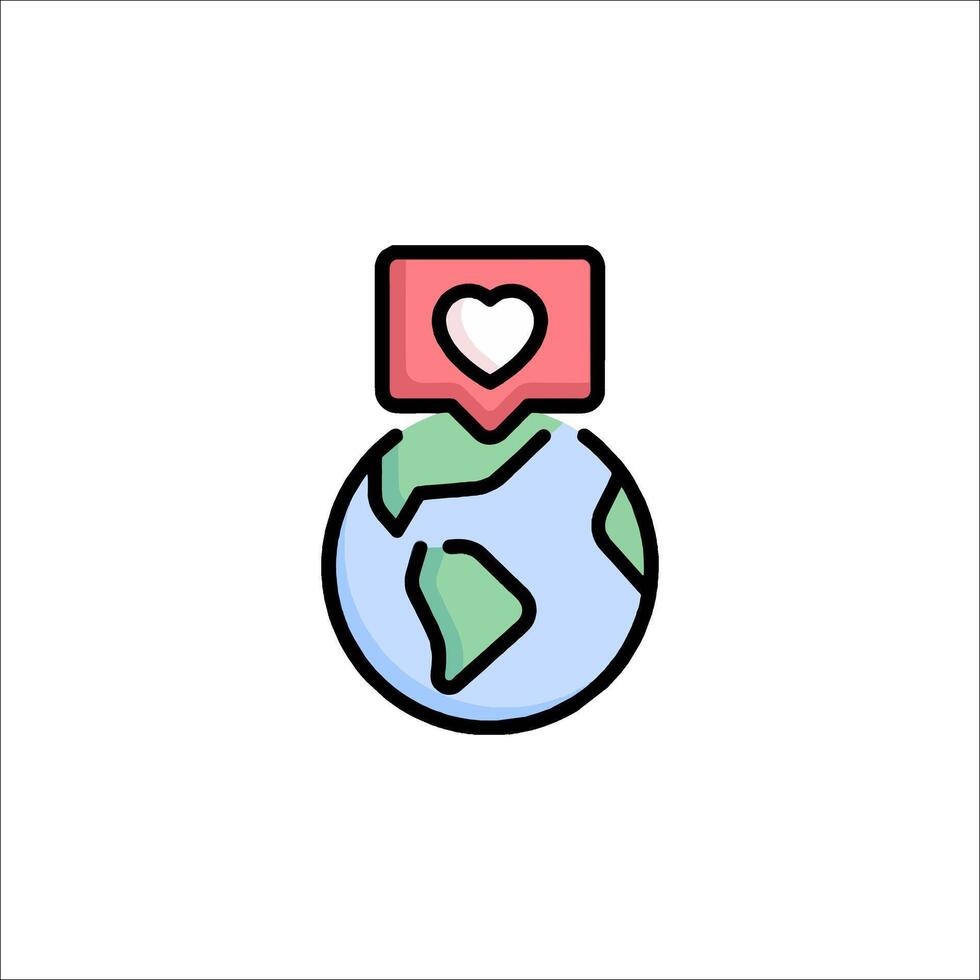 A globe with a heart icon on it vector