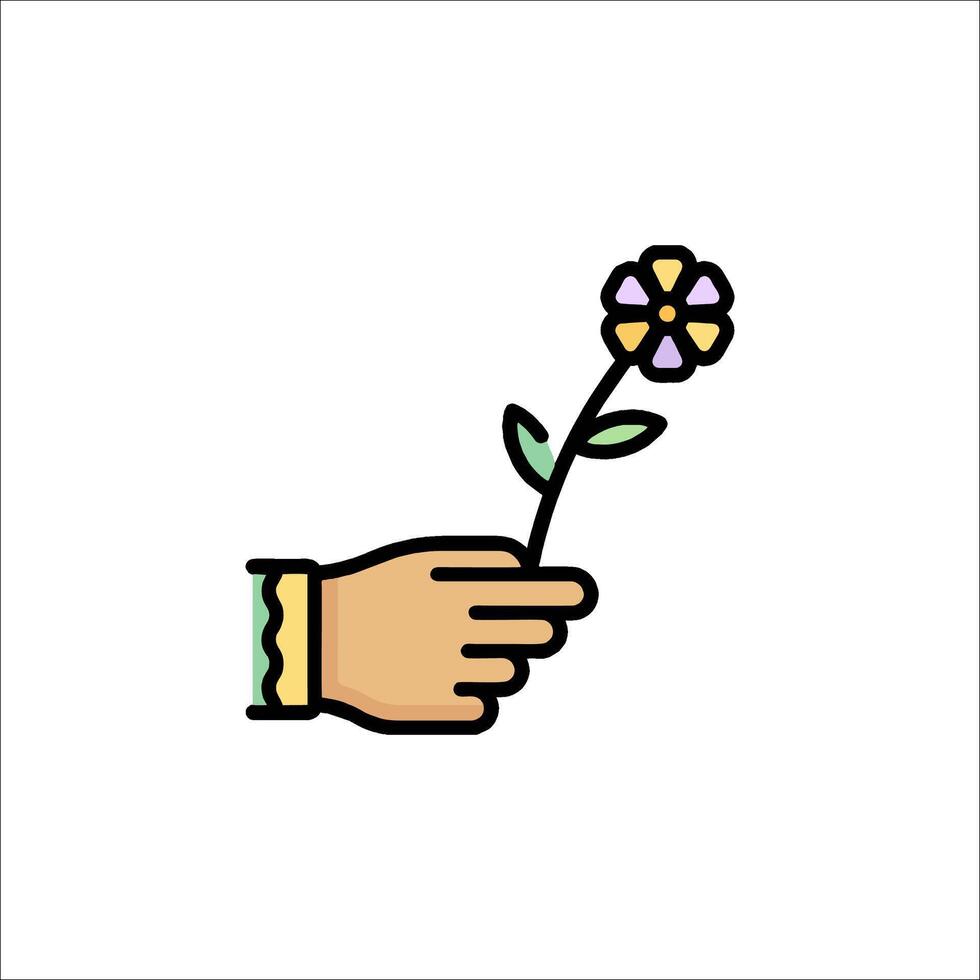 Hand holding flower icon illustration vector