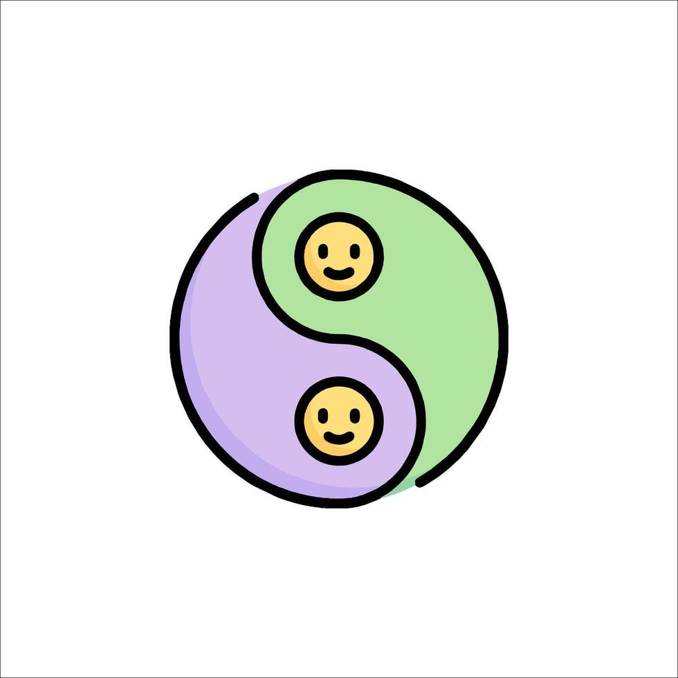 Yin and yang symbol with two smiling faces vector